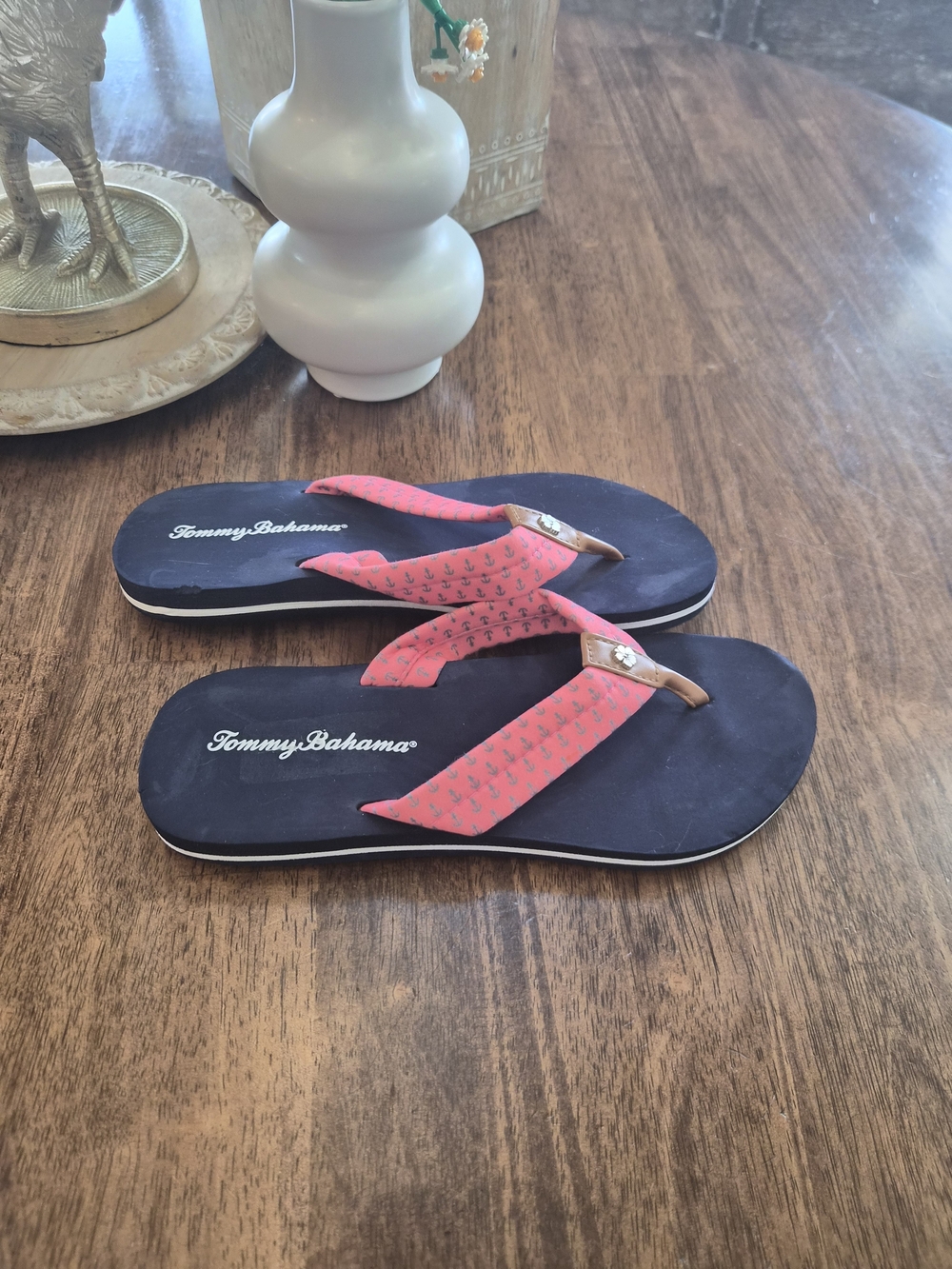 Tommy Bahama Coral Navy Women's Flip Flops
